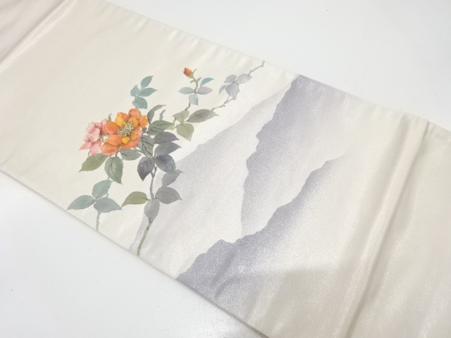 遠山に枝花模様　袋帯